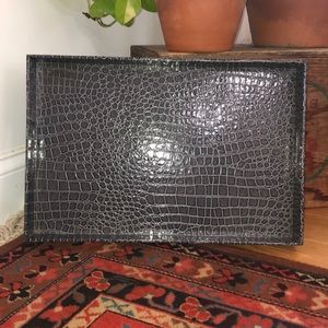 Sophisticated Black Crocodile Pattern Tray